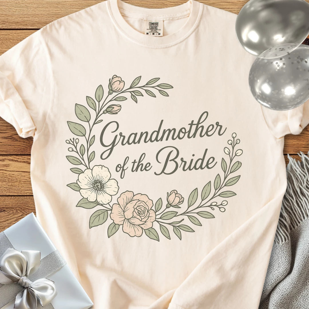Grandmother of the Bride - Premium Floral Bridal Party T-Shirt
