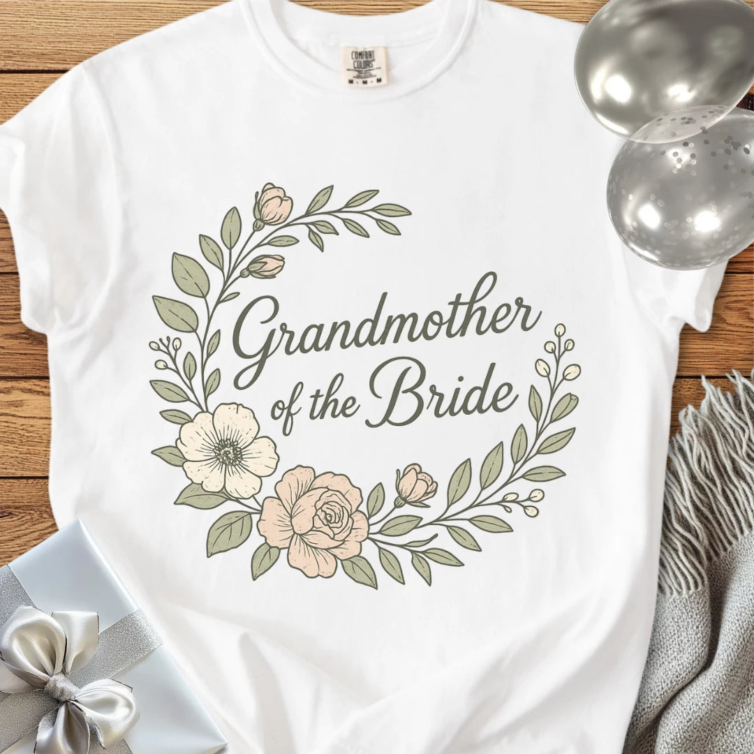Grandmother of the Bride - Premium Floral Bridal Party T-Shirt