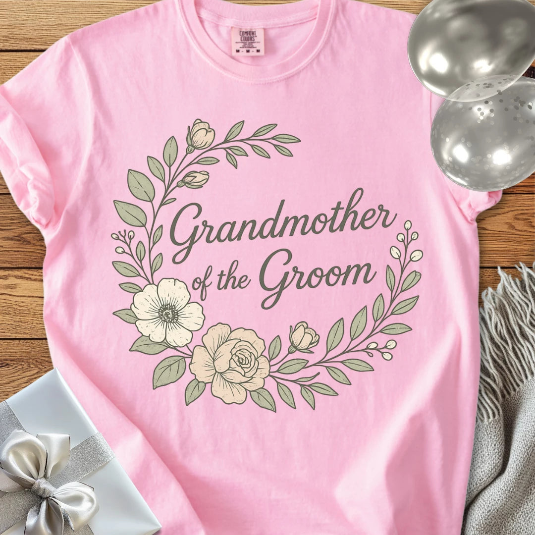 Grandmother of the Groom - Premium Floral Bridal Party T-Shirt