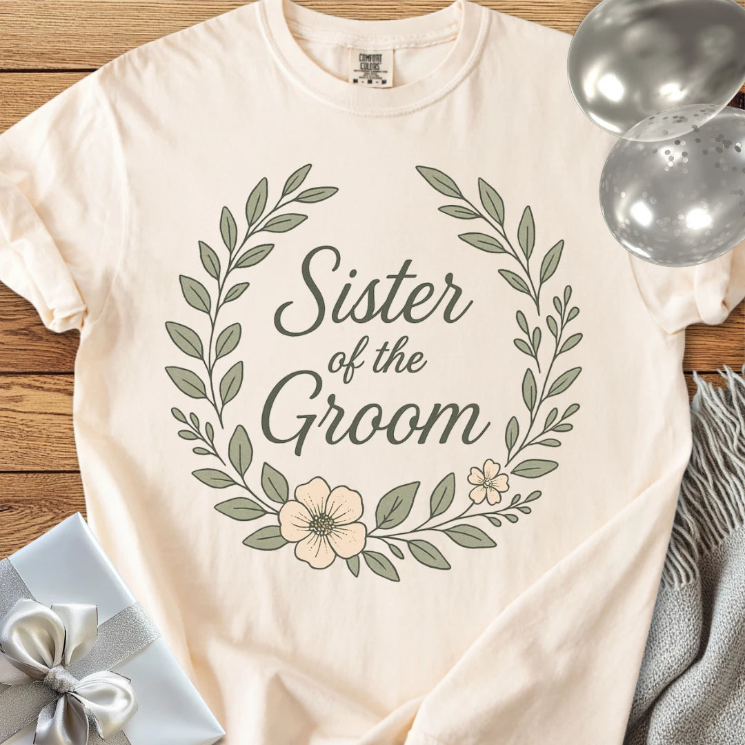 Sister of the Groom - Premium Floral Bridal Party T-Shirt