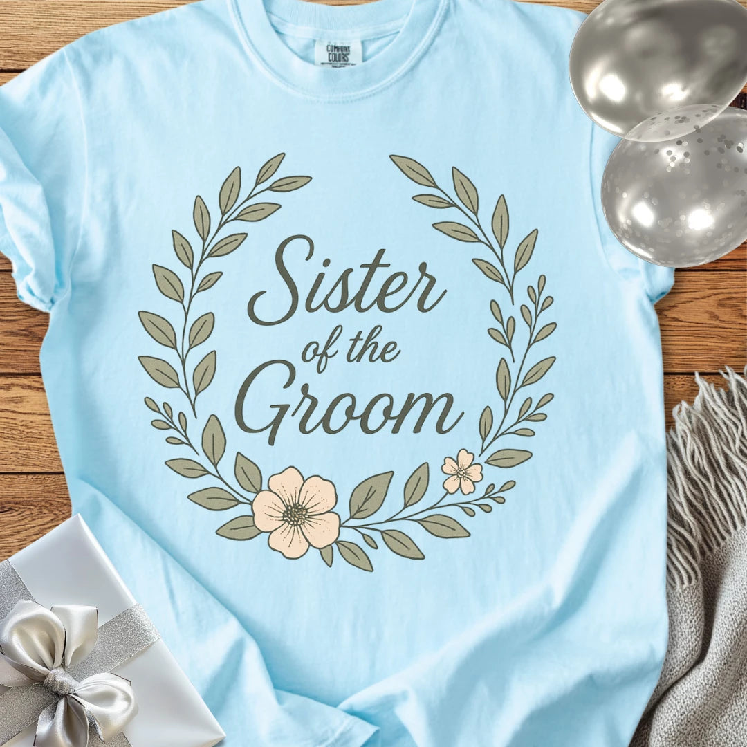 Sister of the Groom - Premium Floral Bridal Party T-Shirt