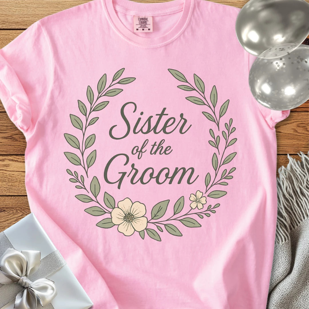 Sister of the Groom - Premium Floral Bridal Party T-Shirt