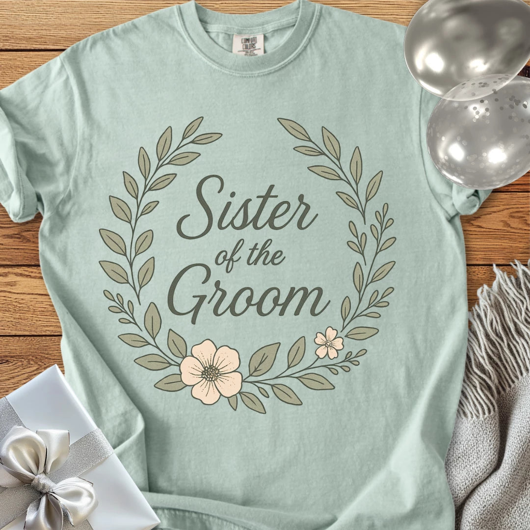Sister of the Groom - Premium Floral Bridal Party T-Shirt