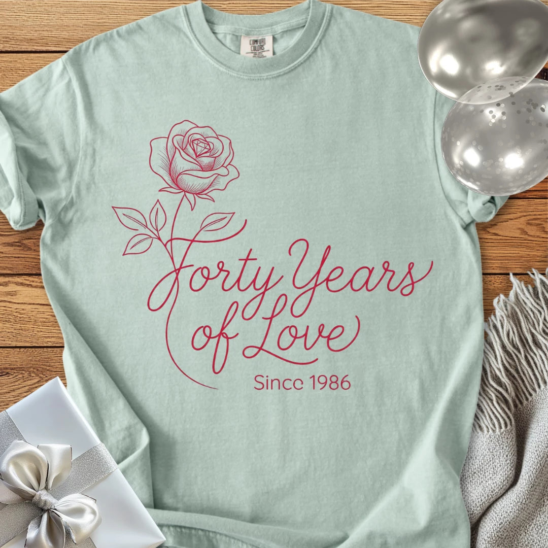 Forty Years of Love, Since 1986 - Premium 40th Wedding Anniversary T-Shirt