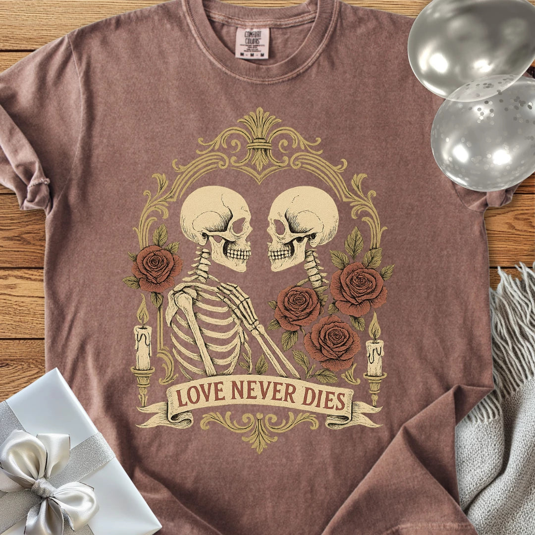Love Never Dies - Premium Gothic Wedding T-Shirt