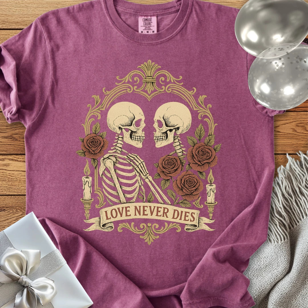 Love Never Dies - Premium Gothic Wedding T-Shirt