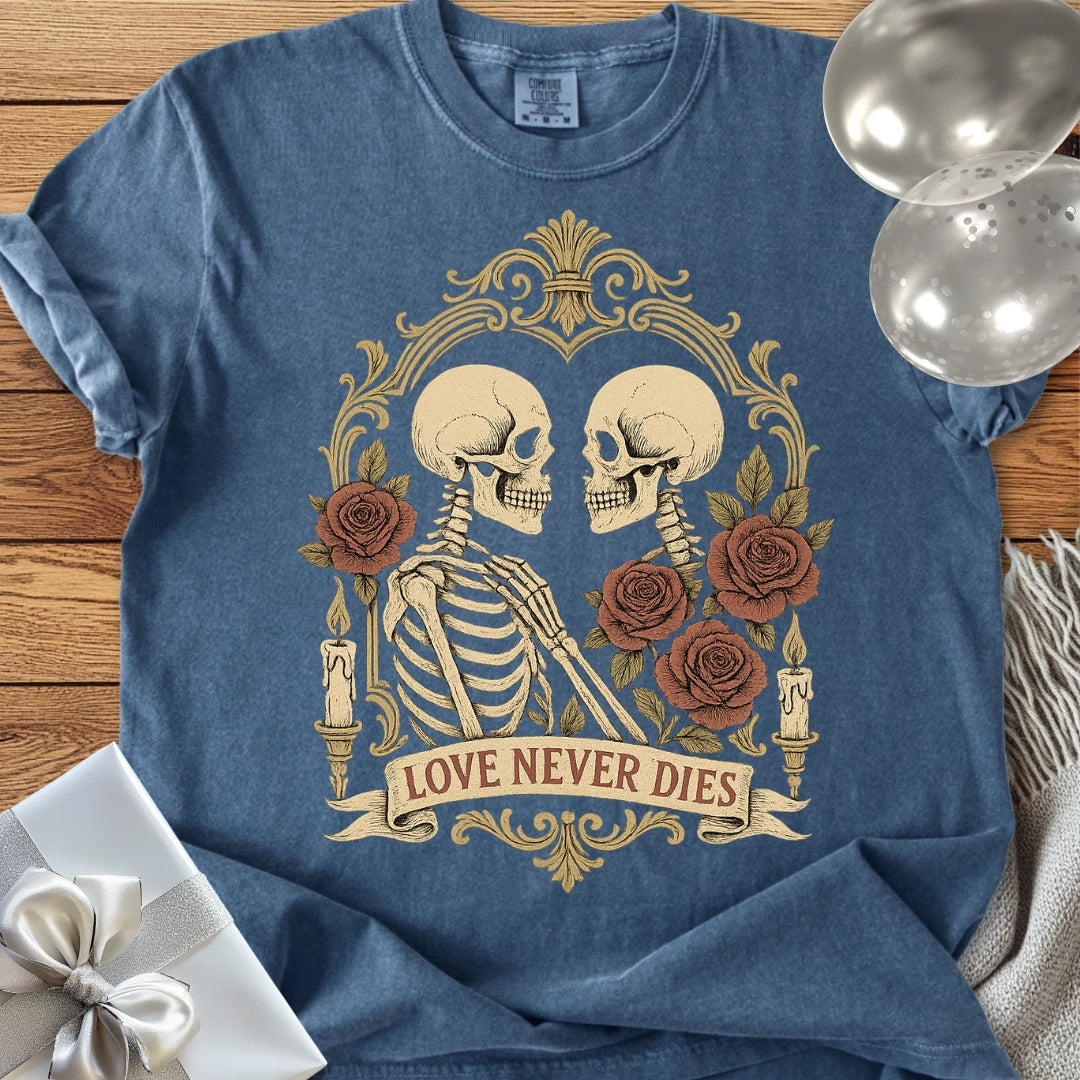 Love Never Dies - Premium Gothic Wedding T-Shirt