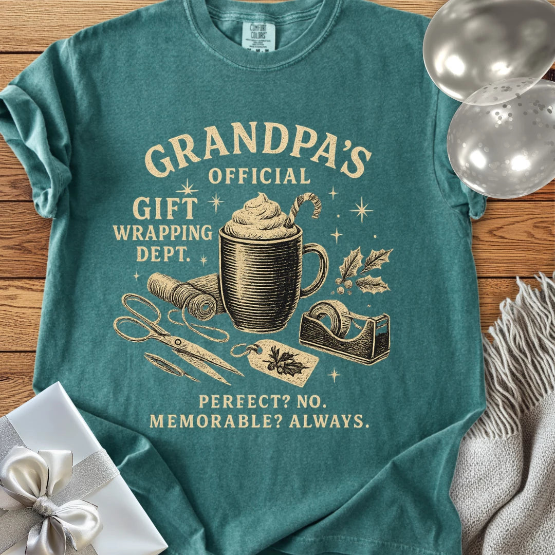 Grandpa's Official Gift Wrapping Dept- Premium Christmas T-Shirt