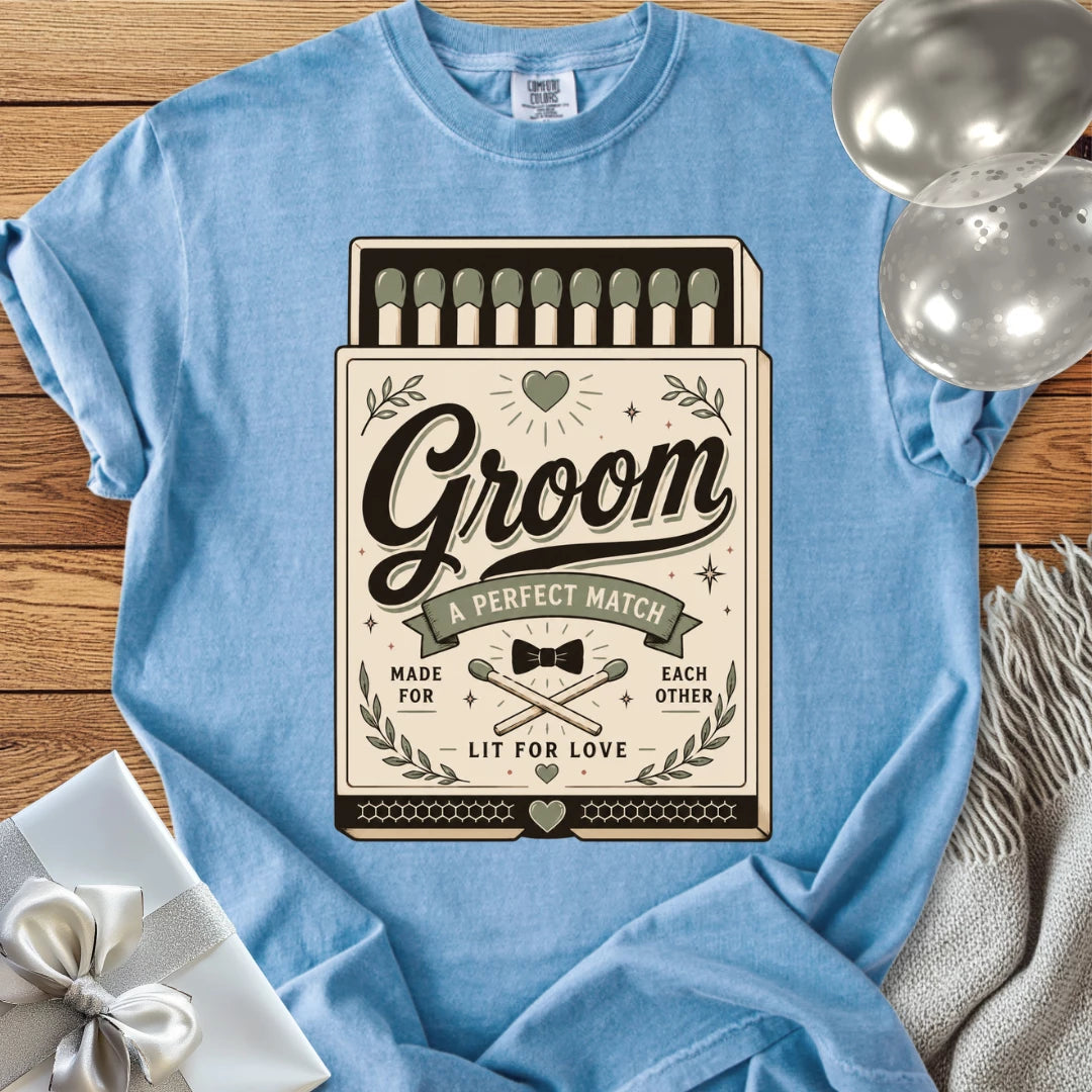 Groom, A Perfect Match - Premium Wedding T-Shirt
