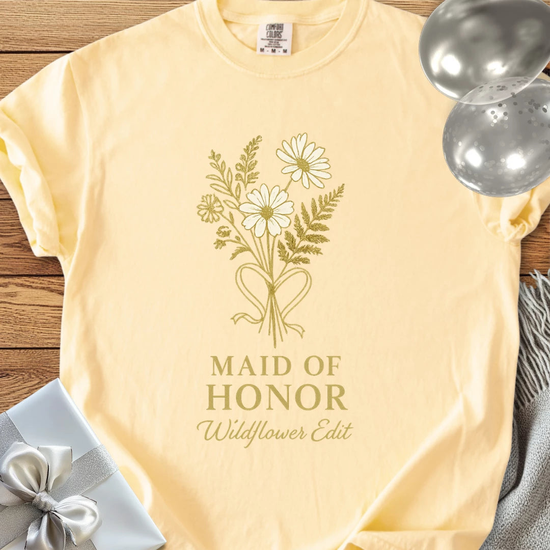 Maid of Honor, Wildflower Edit - Premium Bridal Party T-Shirt