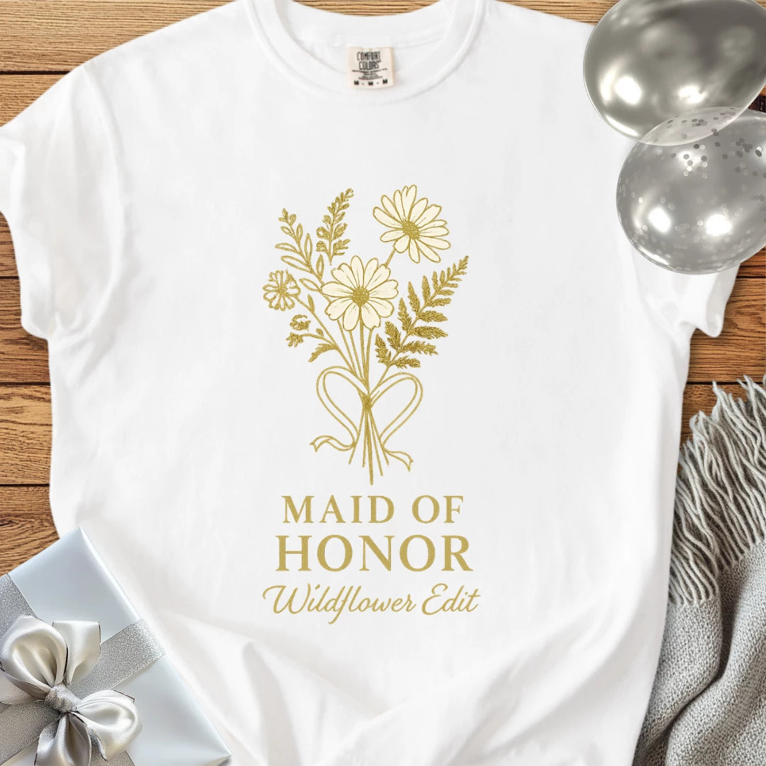 Maid of Honor, Wildflower Edit - Premium Bridal Party T-Shirt