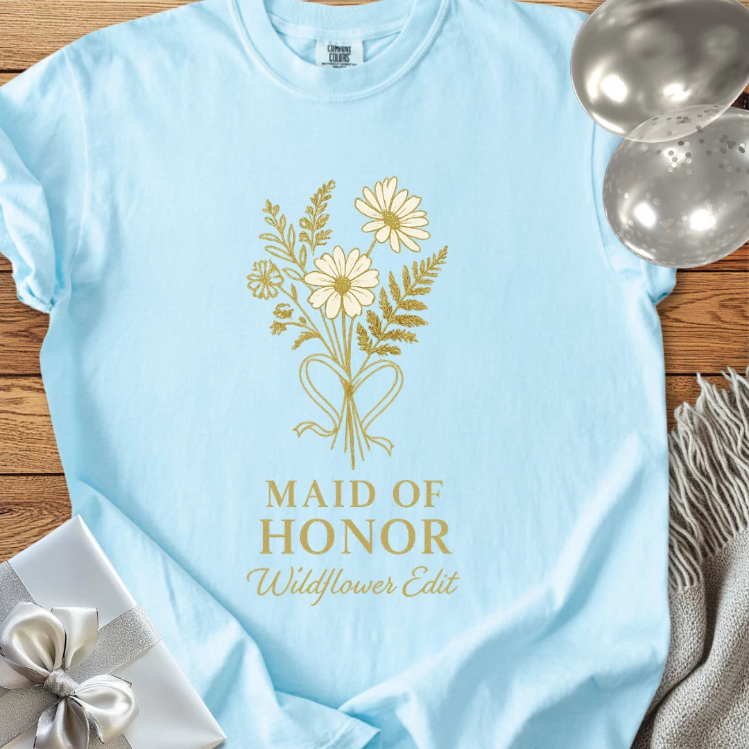 Maid of Honor, Wildflower Edit - Premium Bridal Party T-Shirt
