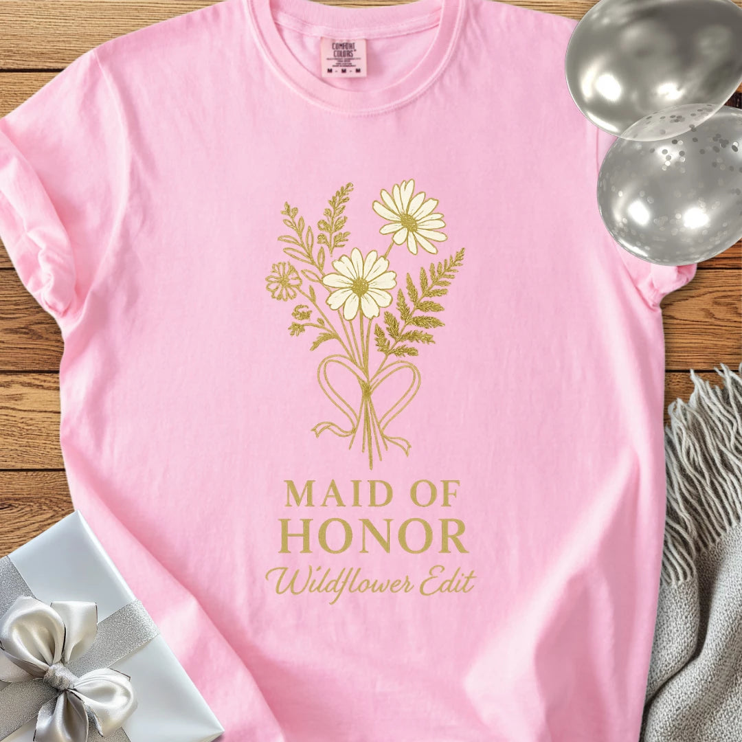Maid of Honor, Wildflower Edit - Premium Bridal Party T-Shirt