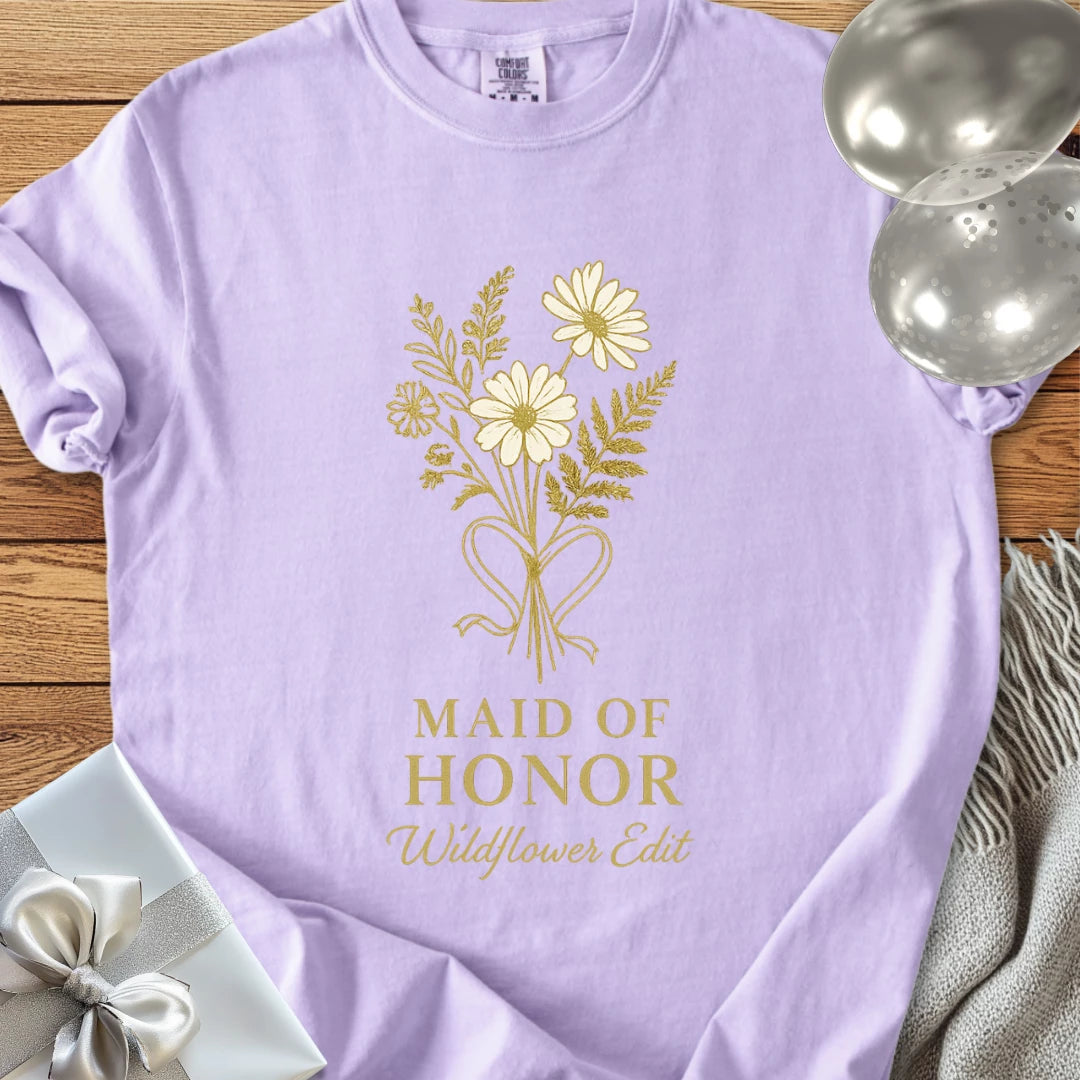 Maid of Honor, Wildflower Edit - Premium Bridal Party T-Shirt