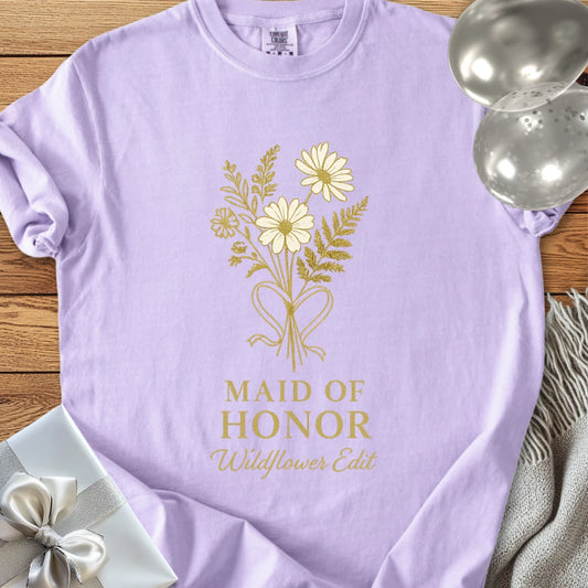 Maid of Honor, Wildflower Edit - Premium Bridal Party T-Shirt
