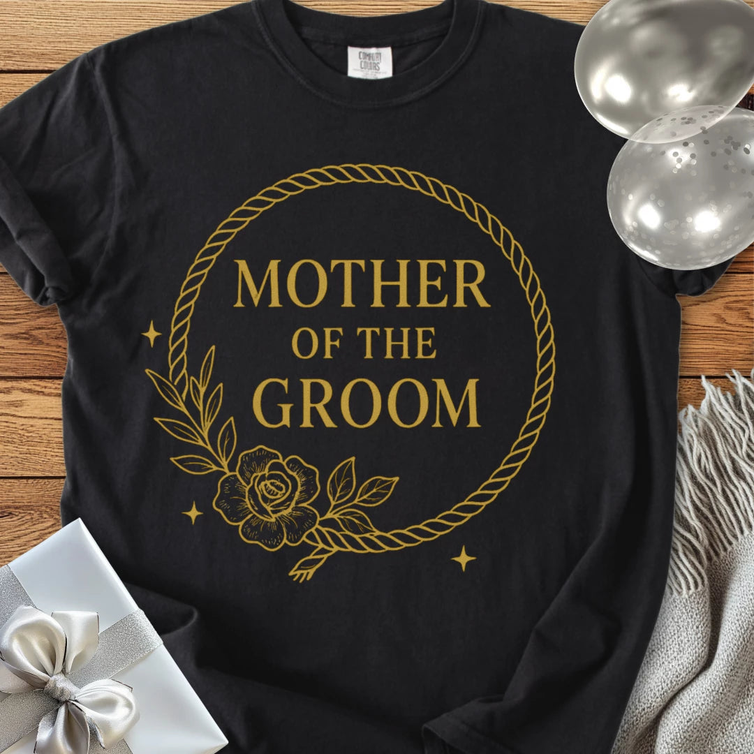 Mother of the Groom - Premium Floral Wreath Bridal Party T-Shirt