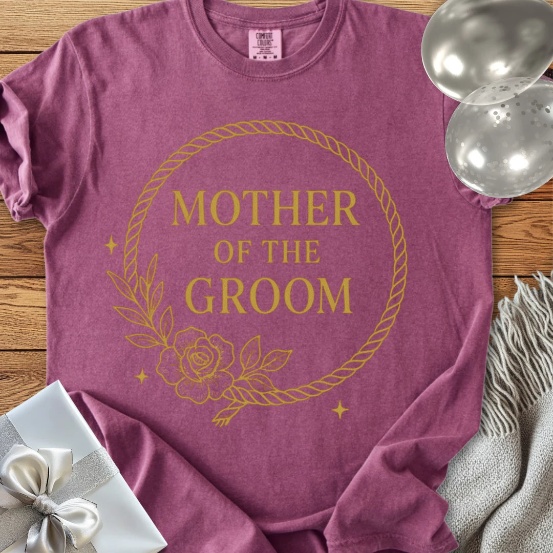 Mother of the Groom - Premium Floral Wreath Bridal Party T-Shirt
