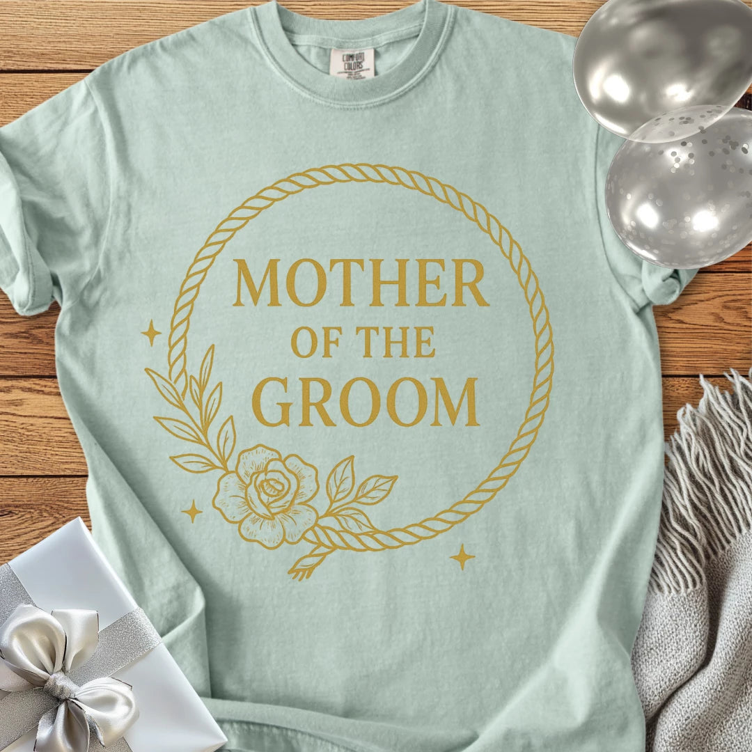 Mother of the Groom - Premium Floral Wreath Bridal Party T-Shirt