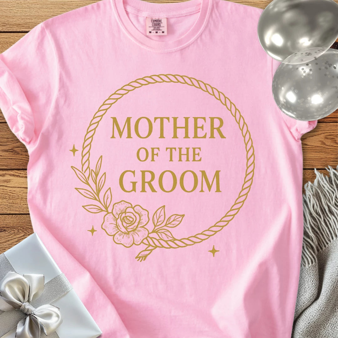 Mother of the Groom - Premium Floral Wreath Bridal Party T-Shirt