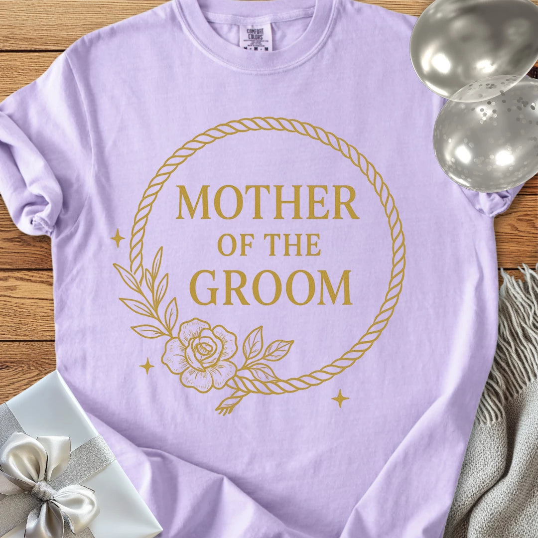 Mother of the Groom - Premium Floral Wreath Bridal Party T-Shirt