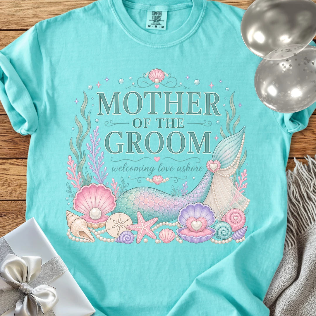 Mother of the Groom, 'Welcoming Love Ashore' - Premium Wedding T-Shirt