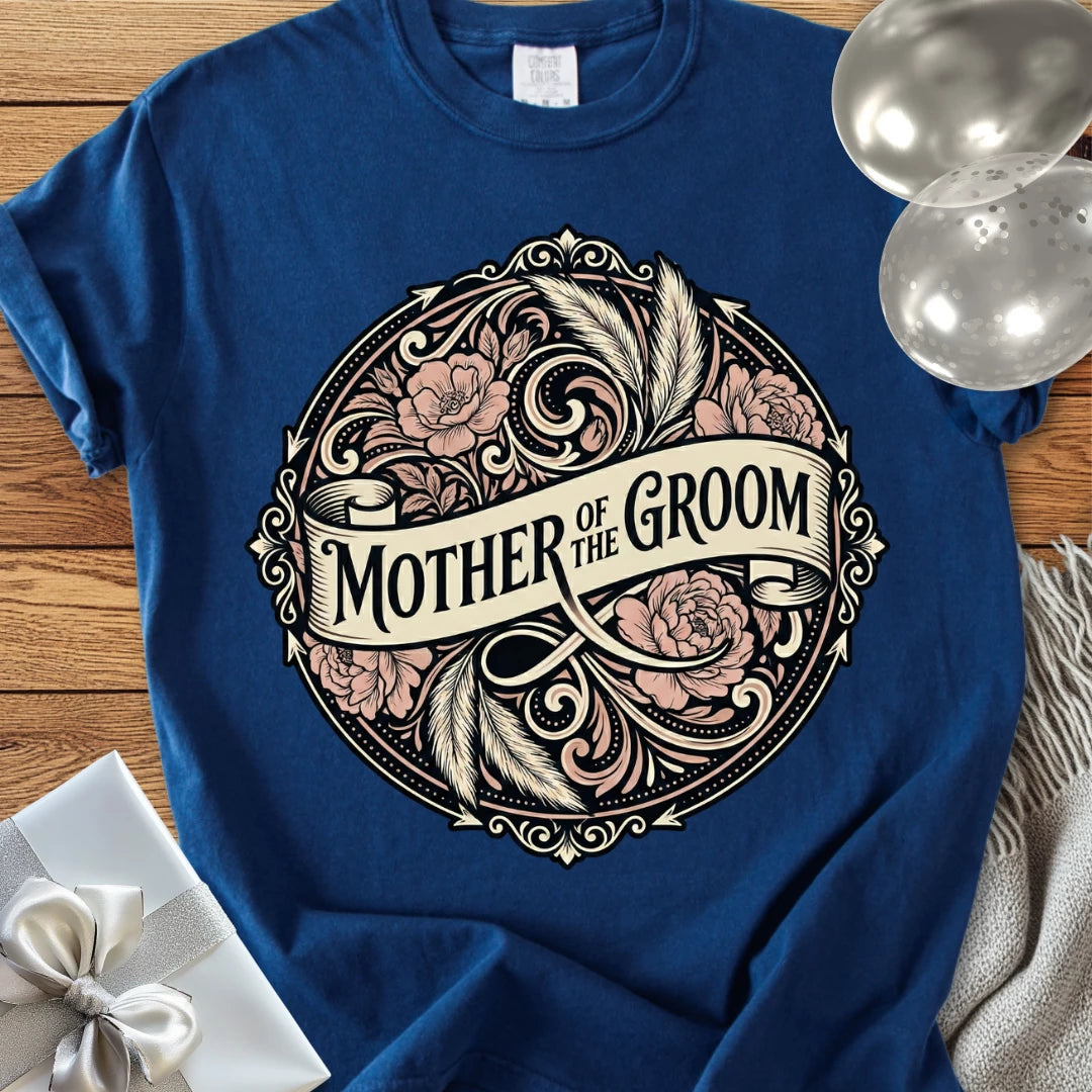 Mother of the Groom - Premium Ornate Peony Wedding T-Shirt
