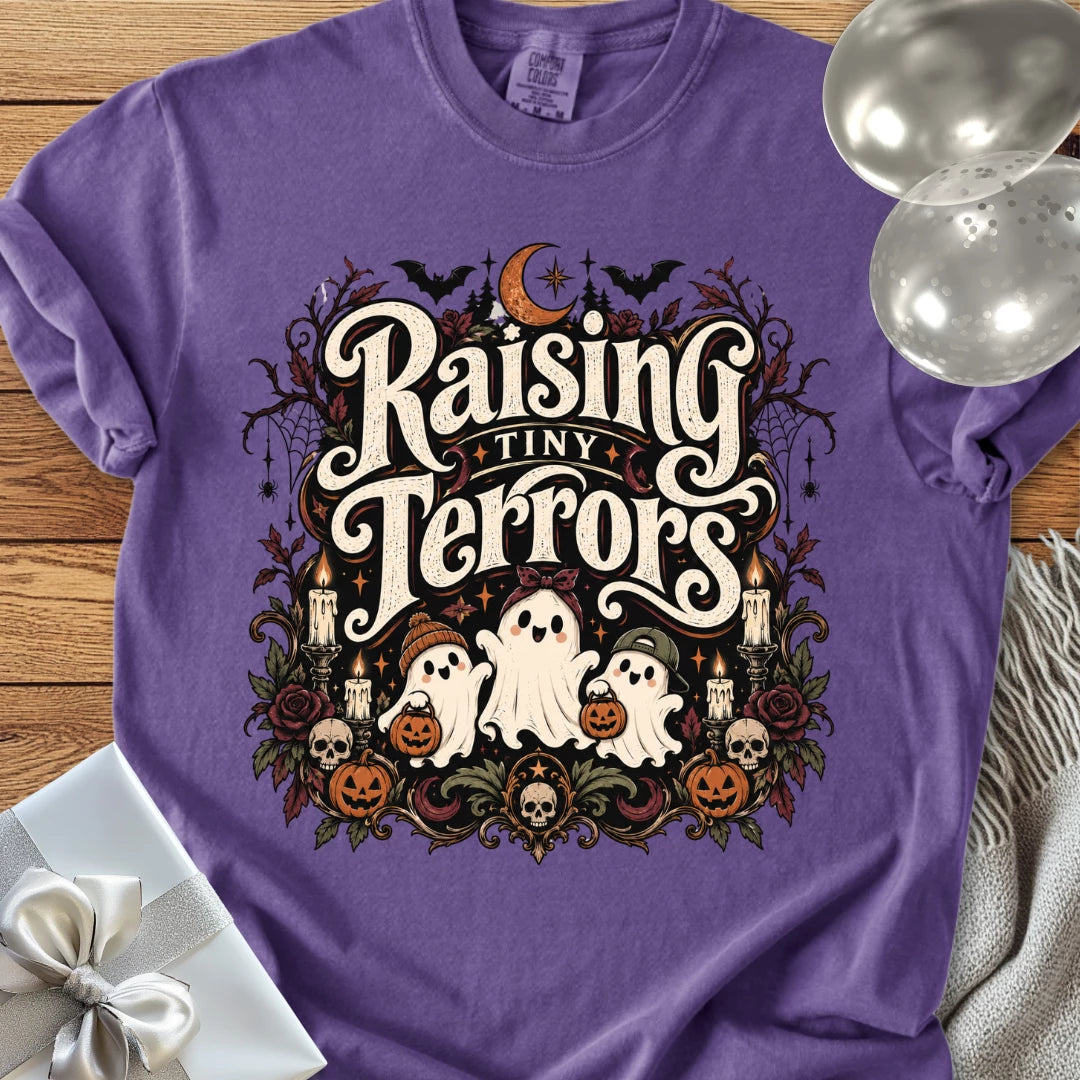 Raising Tiny Terrors - Premium Halloween T-Shirt