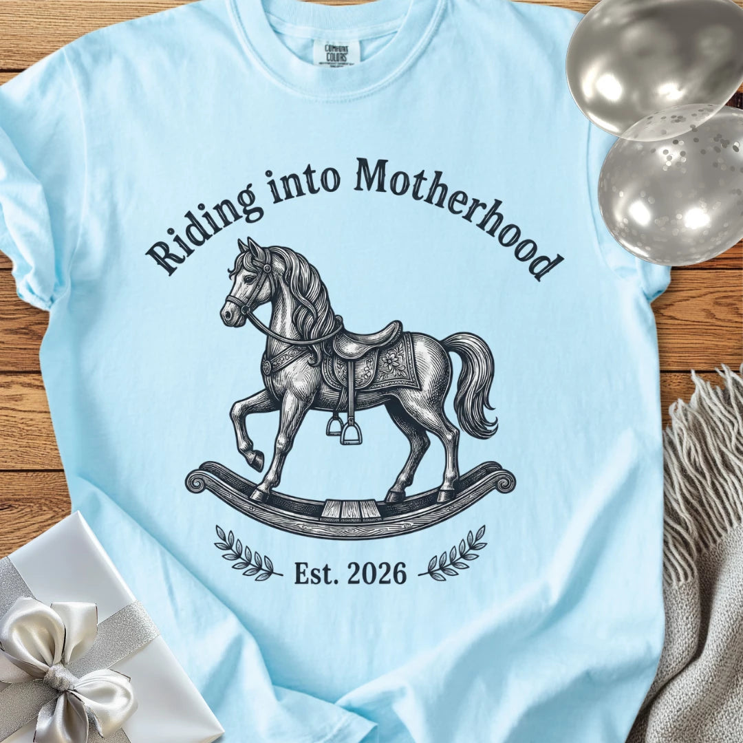 Riding into Motherhood, Est. 2026 - Premium New Baby T-Shirt
