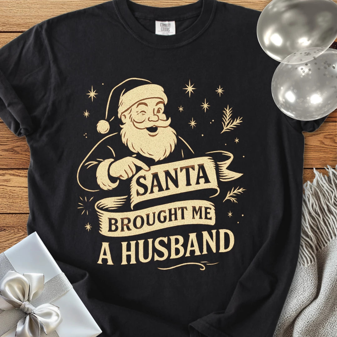 Santa Brought Me a Husband - Premium Christmas T-Shirt