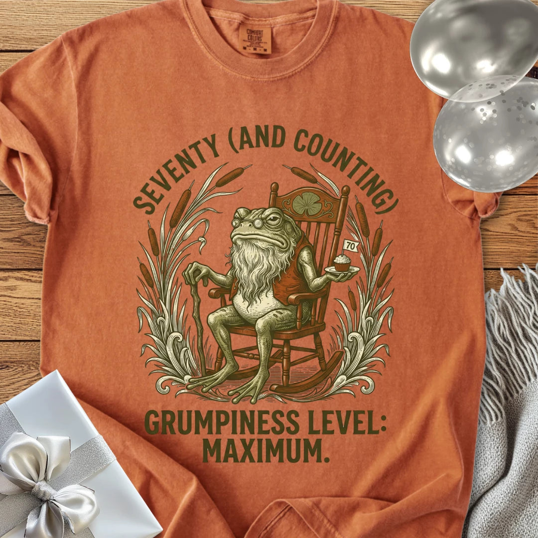 Seventy (and Counting), Grumpiness Level: Maximum - Premium 70th Birthday T-Shirt