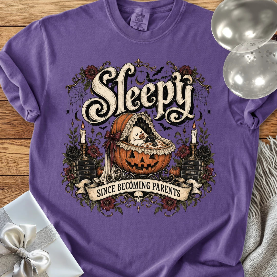 Sleepy Since Becoming Parents - Premium Parenting Halloween T-Shirt