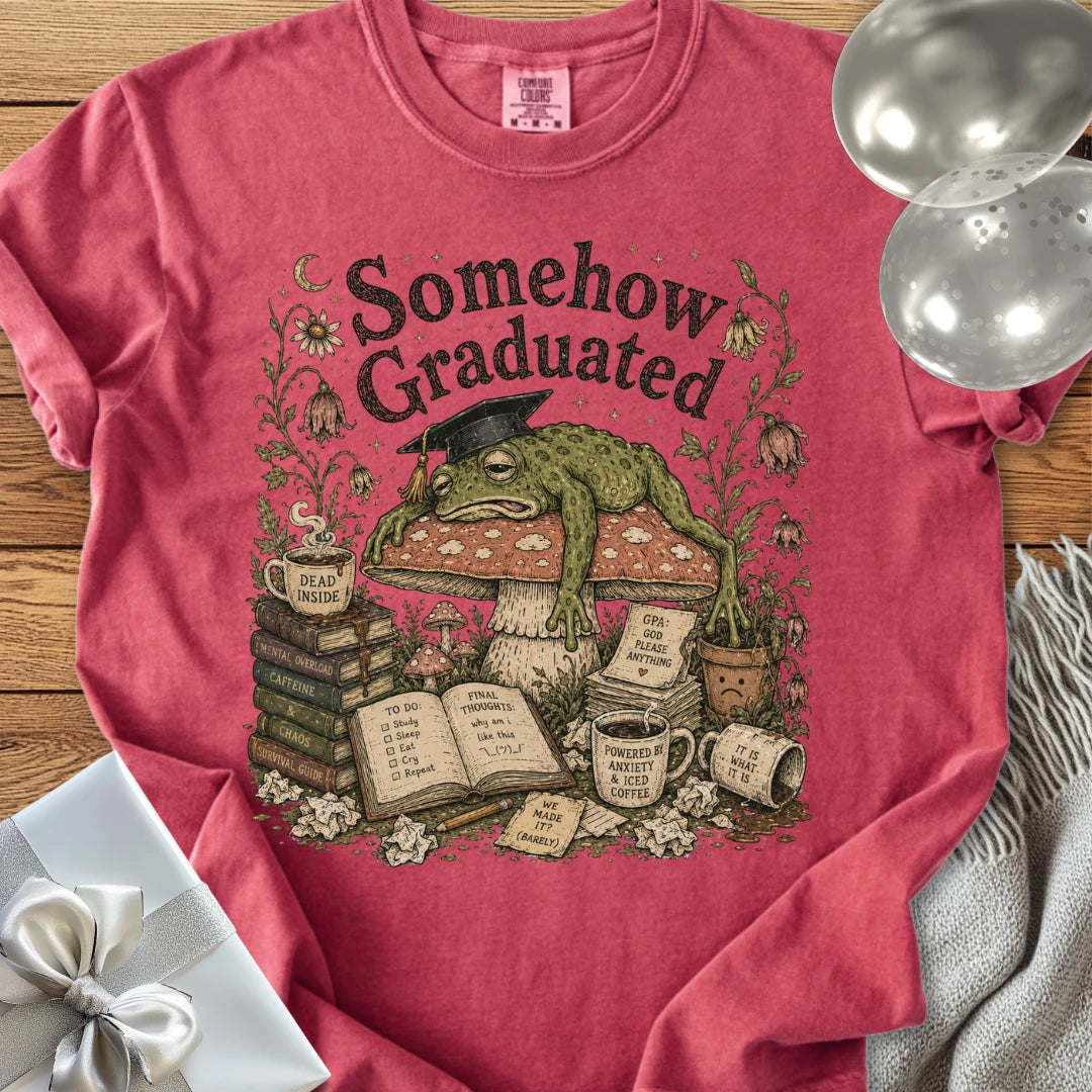 Somehow Graduated - Premium Graduation T-Shirt