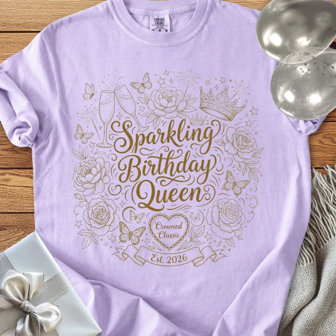 Sparkling Birthday Queen, Est, 2026 - Premium Birthday T-Shirt