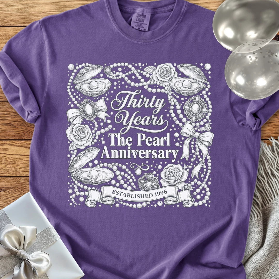 Thirty Years, The Pearl Anniversary, Established 1996 - Premium 30th Wedding Anniversary T-Shirt