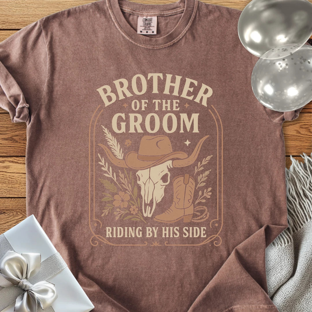 Brother of the Groom, Riding by His Side - Western Bridal Party T-Shirt