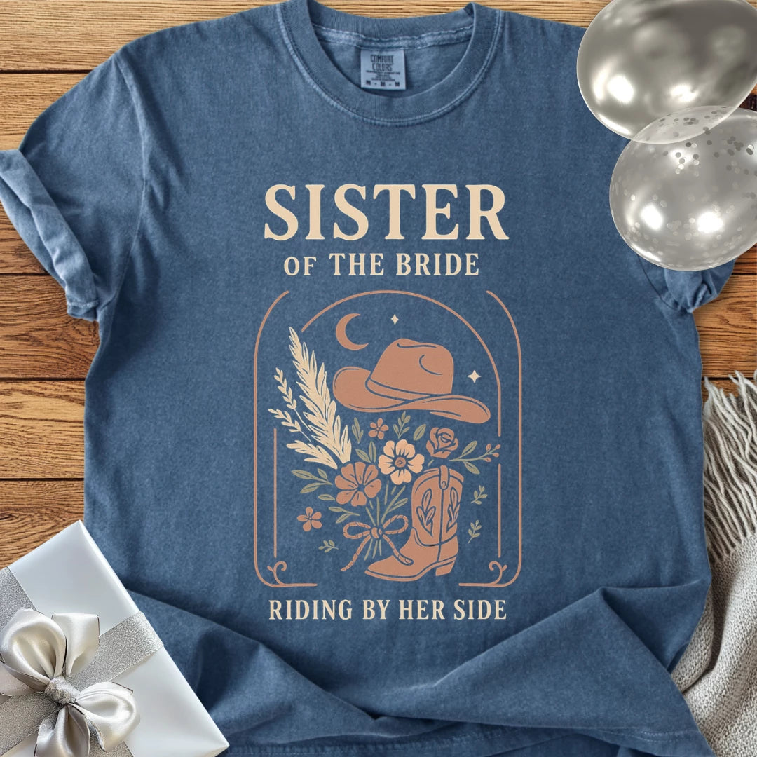 Sister of the Bride, Riding by Her Side - Western Bridal Party T-Shirt