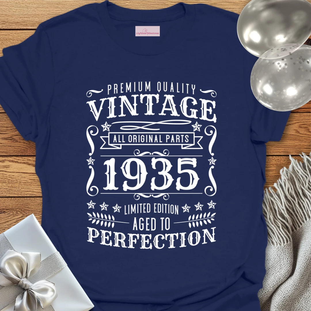 Vintage 1935, Aged to Perfection - 90th Birthday T-Shirt