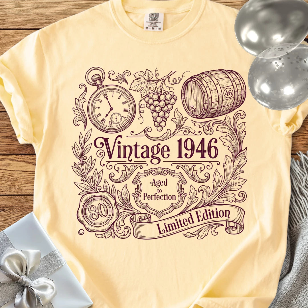 Vintage 1946, Aged to Perfection - Premium 80th Birthday T-Shirt