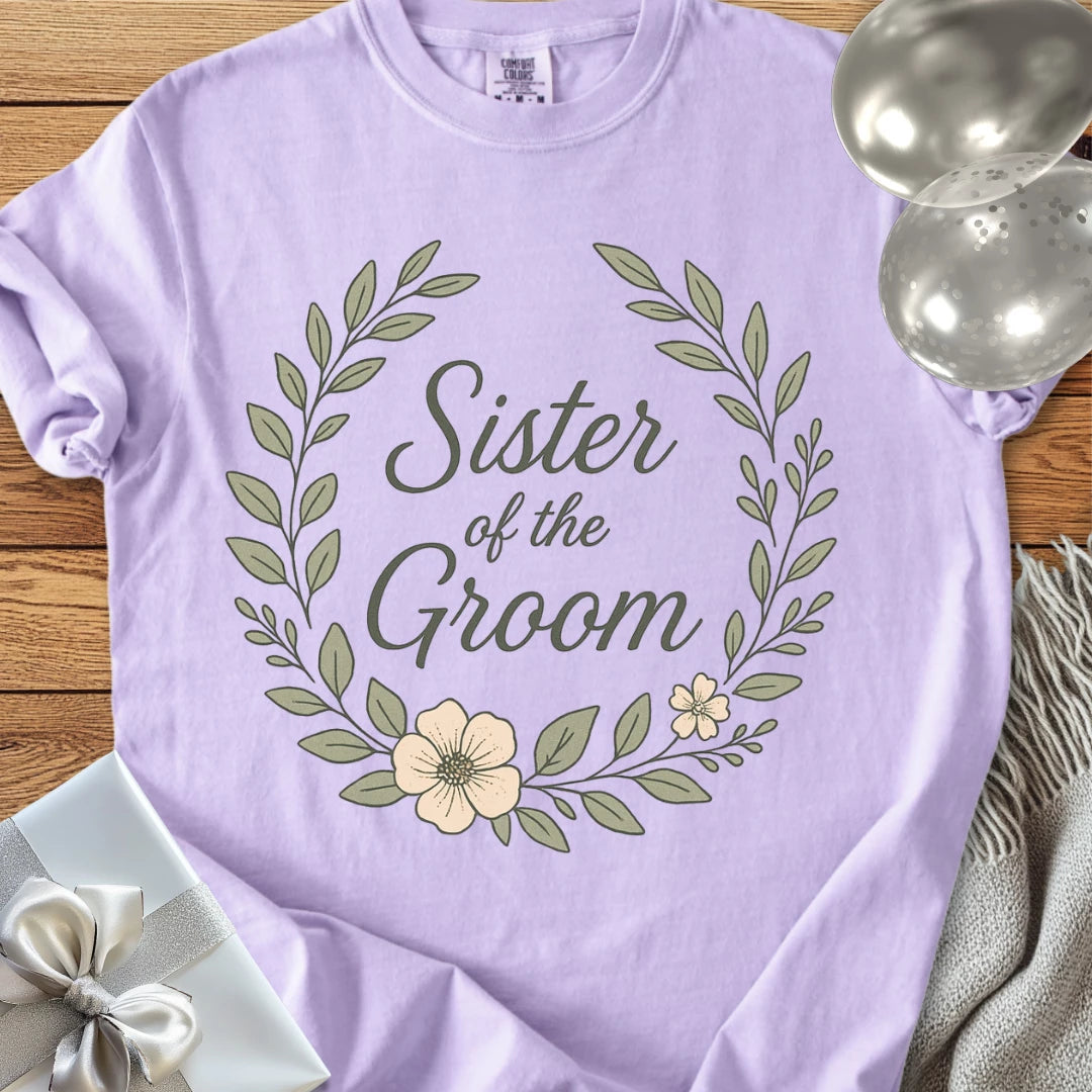 Sister of the Groom - Premium Floral Bridal Party T-Shirt