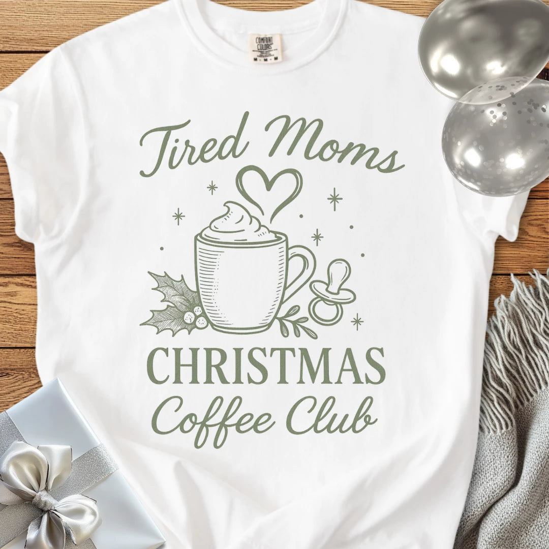 Tired Moms Christmas Coffee Club - Premium Christmas T-Shirt