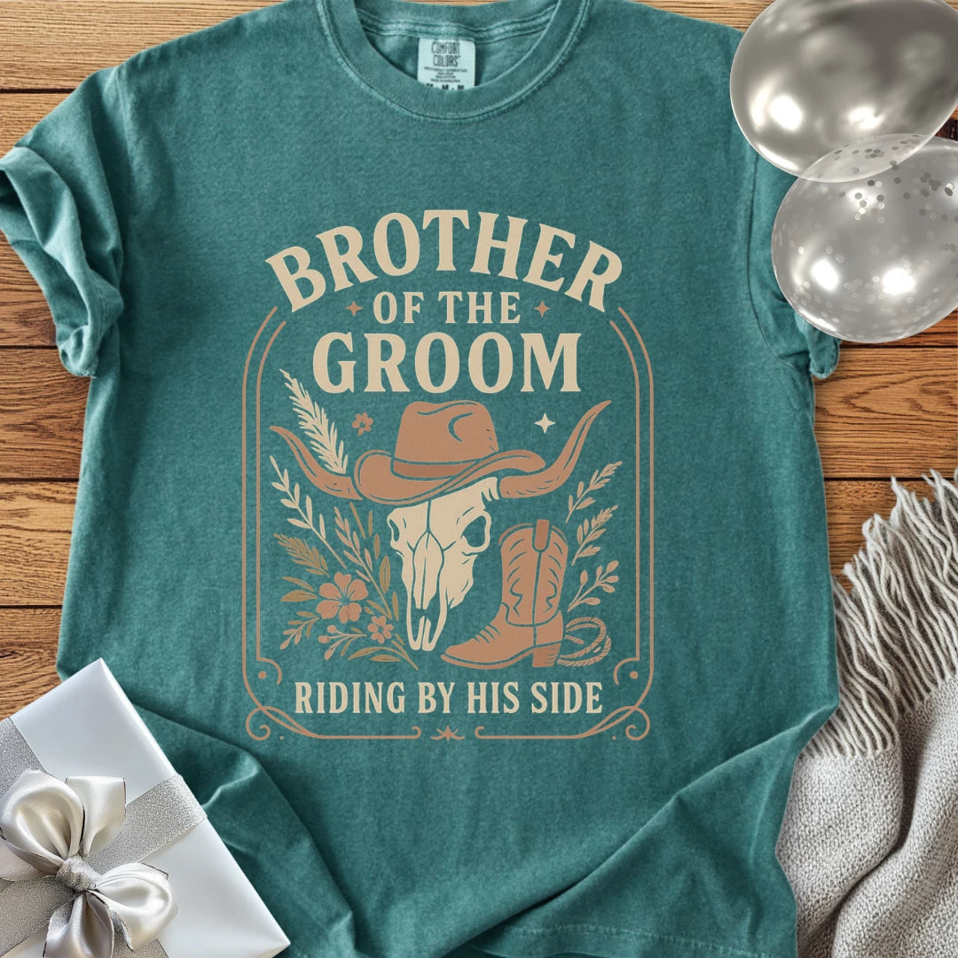 Brother of the Groom, Riding by His Side - Western Bridal Party T-Shirt