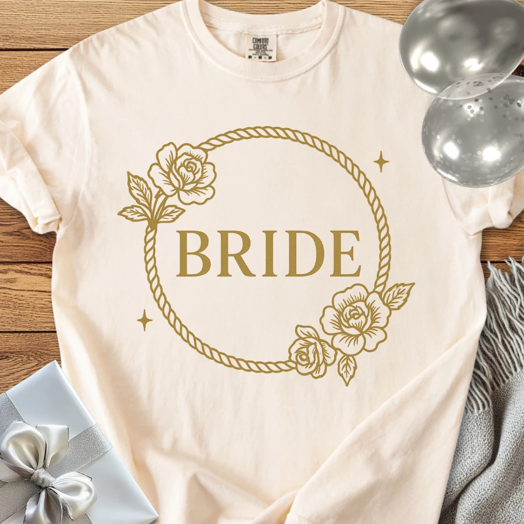 Bride - Premium Floral Wreath Bridal Party T-Shirt