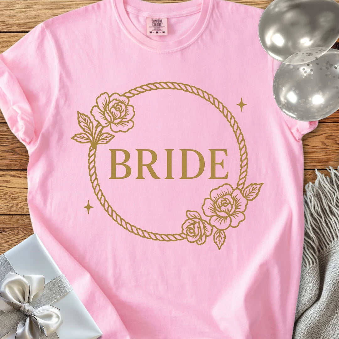 Bride - Premium Floral Wreath Bridal Party T-Shirt