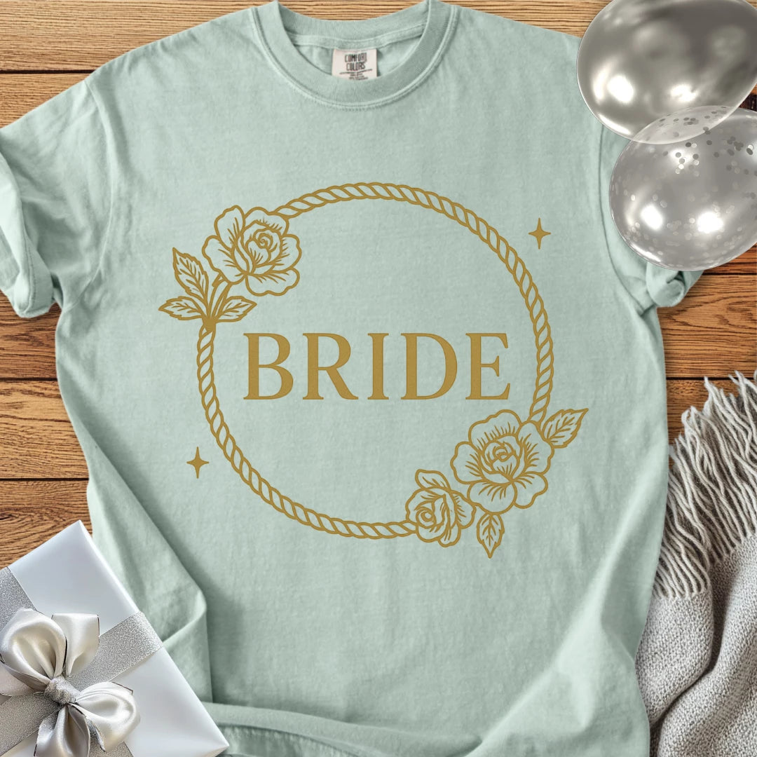 Bride - Premium Floral Wreath Bridal Party T-Shirt
