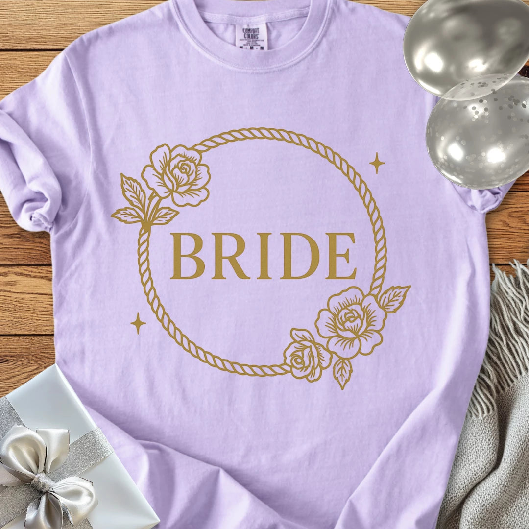 Bride - Premium Floral Wreath Bridal Party T-Shirt