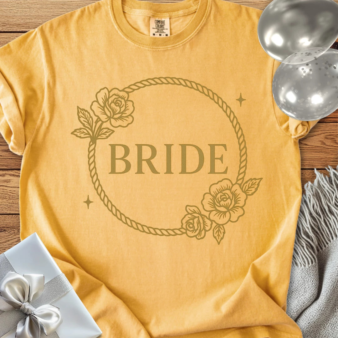 Bride - Premium Floral Wreath Bridal Party T-Shirt