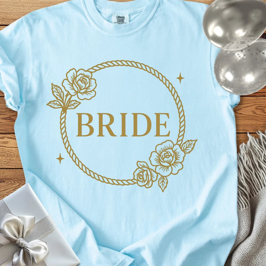 Bride - Premium Floral Wreath Bridal Party T-Shirt