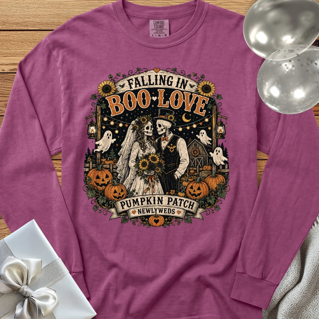 Falling in Boo-Love - Premium Halloween Newlywed Long Sleeve T-Shirt - Berry