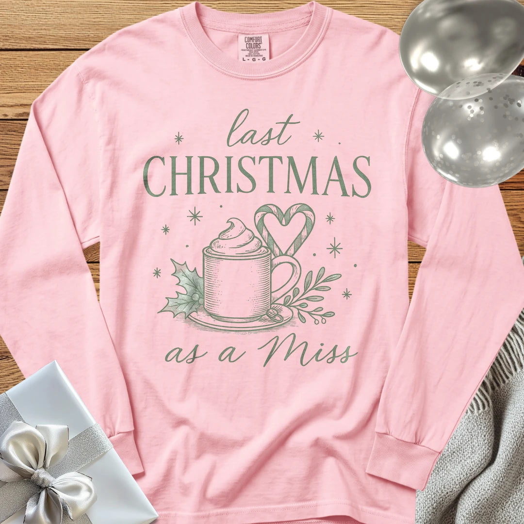 Last Christmas as Miss (Coffee) - Premium Engagement Long Sleeve T-Shirt - Blossom