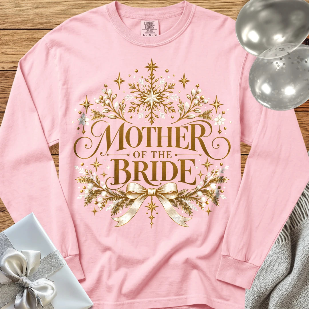 Mother of the Bride - Premium Winter Sparkle Wedding Long Sleeve T-Shirt - Blossom